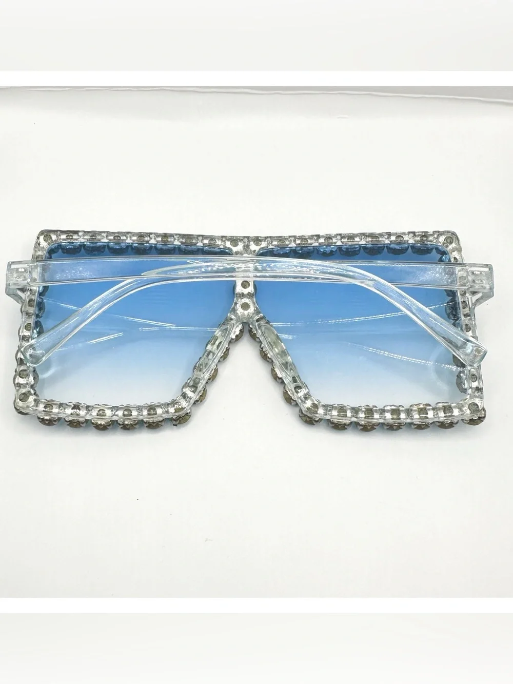 BIG Bright Blue BLING Sunglasses, CRYSTAL DIAMOND EMBELLISHED